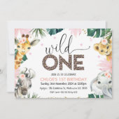 Cheetah print Wild One Safari Animals Birthday Kaart (Voorkant)