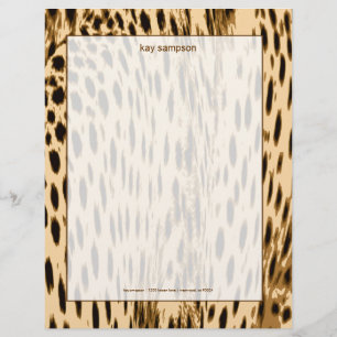 Cheetah print, zwarte achtergrond briefhoofd sjabloon