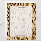 Cheetah print, zwarte achtergrond briefhoofd sjabloon (Voorkant / Achterkant)