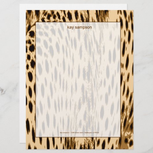 Cheetah print, zwarte achtergrond briefhoofd sjabloon (Voorkant / Achterkant)