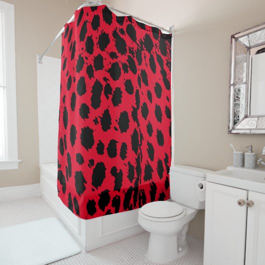 Cheetah Red Douchegordijn (In situ)