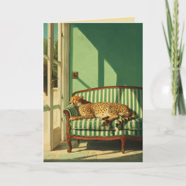 Cheetah Resting in Sunlit Room Kaart