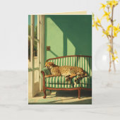 Cheetah Resting in Sunlit Room Kaart (Gele Bloem)