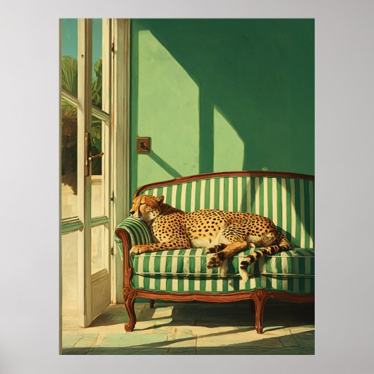 Cheetah Resting in Sunlit Room Poster (Voorkant)