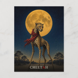 Cheetah Rode Sjaal gotische Surrealist Briefkaart