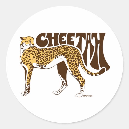Cheetah Ronde Sticker (Voorkant)