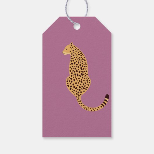 Cheetah, roze luipaard cadeaulabel (Achterkant)