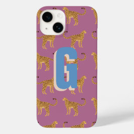 Cheetah, roze luipaard monogram Case-Mate iPhone 14 hoesje