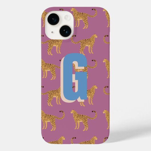 Cheetah, roze luipaard monogram Case-Mate iPhone case (Achterkant)