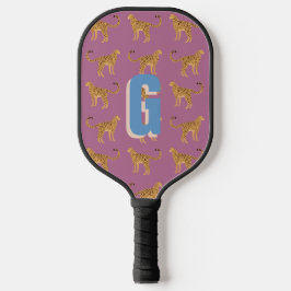 Cheetah, roze luipaard monogram pickleball paddle