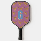 Cheetah, roze luipaard monogram pickleball paddle (Achterkant)