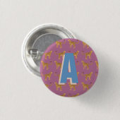 Cheetah, roze luipaard monogram ronde button 3,2 cm (Voorkant /achterkant)