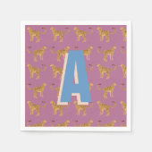 Cheetah, roze luipaard monogram servet (Voorkant)