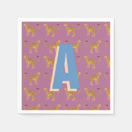 Cheetah, roze luipaard monogram servet