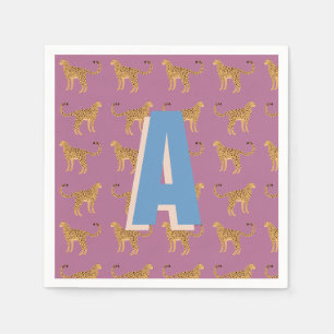 Cheetah, roze luipaard monogram servet