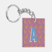 Cheetah, roze luipaard monogram sleutelhanger (Voorkant Links)