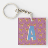 Cheetah, roze luipaard monogram sleutelhanger (Voorkant)
