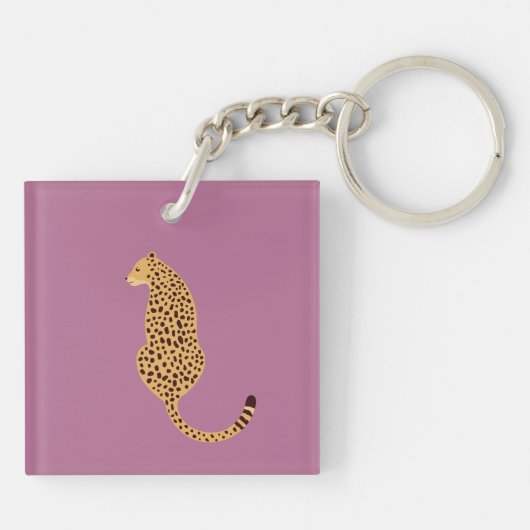 Cheetah, roze luipaard monogram sleutelhanger (Achterkant)