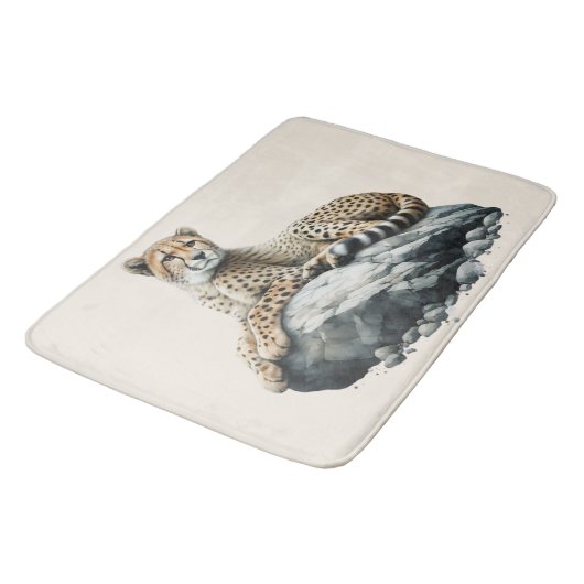 Cheetah rust op een rots badmat (Gekanteld)