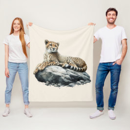 Cheetah rust op een rots fleece deken