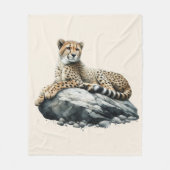 Cheetah rust op een rots fleece deken (Voorkant)