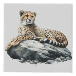 Cheetah rust op een rots imitatie canvas print