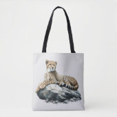 Cheetah rust op een rots tote bag (Voorkant)