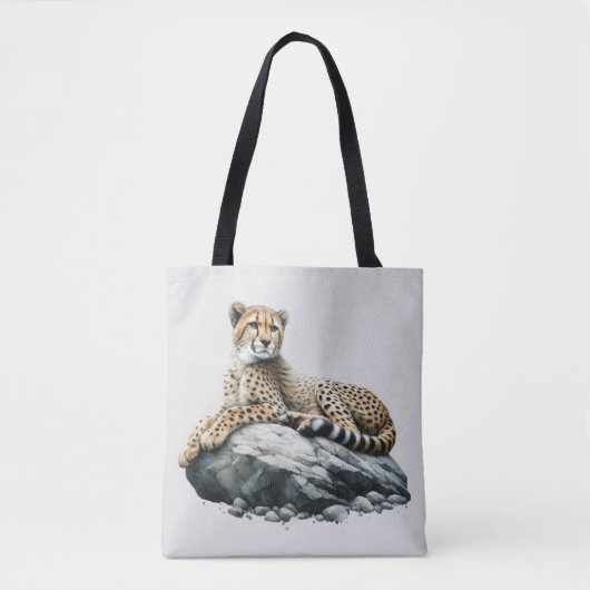 Cheetah rust op een rots tote bag (Voorkant)