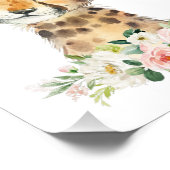 Cheetah, Safari, roze bloemen, meisjessery Foto Afdruk (Hoek)