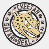 Cheetah Safari Seal Ronde Sticker (Voorkant)