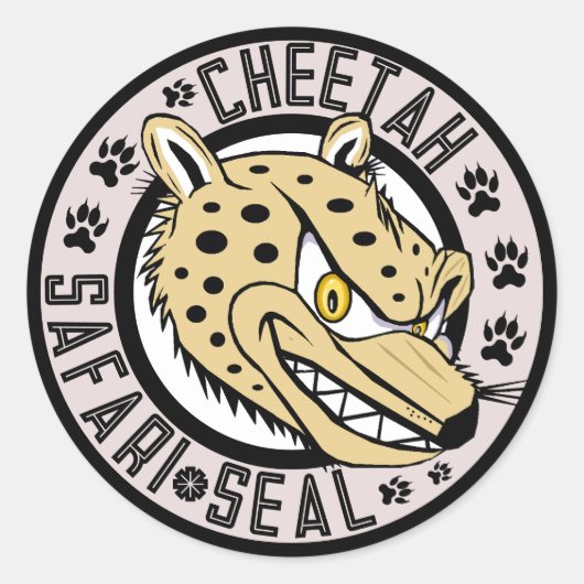 Cheetah Safari Seal Ronde Sticker (Voorkant)