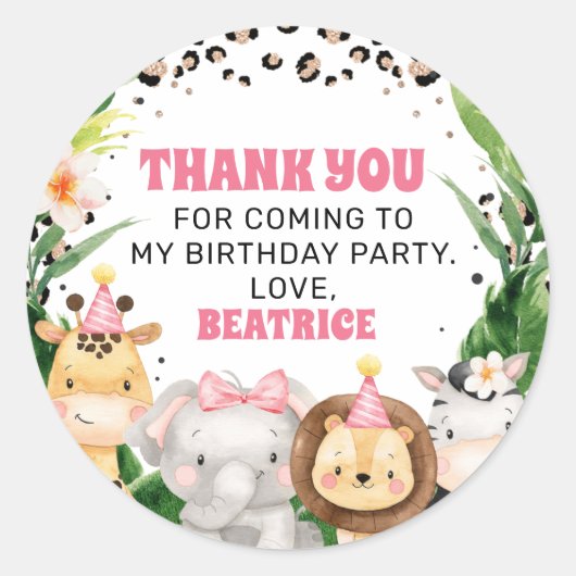 Cheetah Safari Twee Wild Birthday Dank je Ronde Sticker (Voorkant)