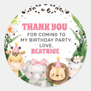 Cheetah Safari Twee Wild Birthday Dank je Ronde Sticker