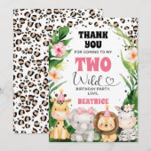 Cheetah Safari Twee Wild Birthday Dank je wel Kaart (Voorkant / Achterkant)