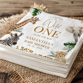 Cheetah Safari Wild One Baby Shower Paper Servet