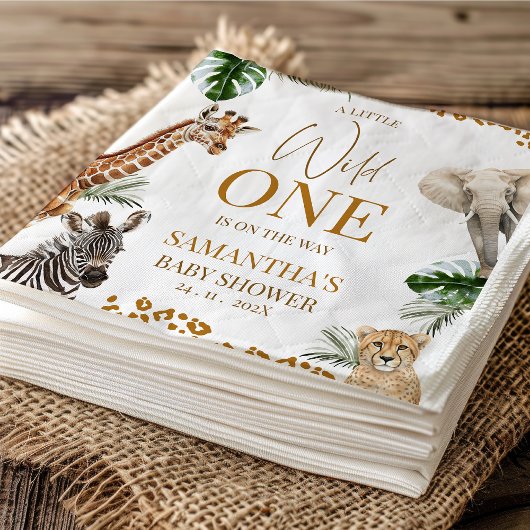 Cheetah Safari Wild One Baby Shower Paper Servet