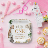 Cheetah Safari Wild One Baby Shower  Papieren Bordje (Feest)