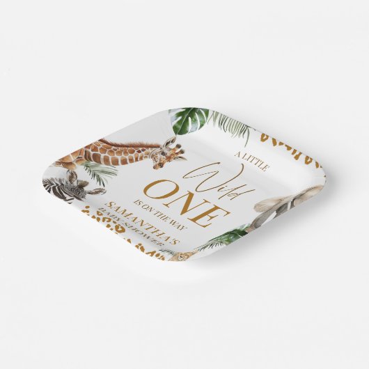 Cheetah Safari Wild One Baby Shower  Papieren Bordje (Gebogen)