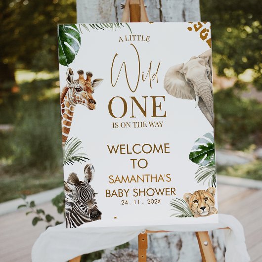 Cheetah Safari Wild One Baby Shower Welcome Sign Foto Afdruk