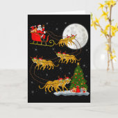 Cheetah Santa Sleigh Flying Funny Magical Christma Kaart (Gele Bloem)