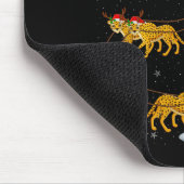 Cheetah Santa Sleigh Flying Funny Magical Christma Muismat (Hoek)