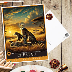 Cheetah   Schattige familie  Briefkaart