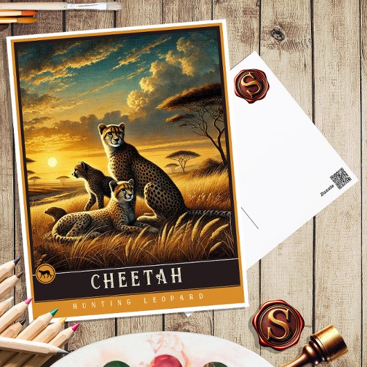 Cheetah | Schattige familie  Briefkaart
