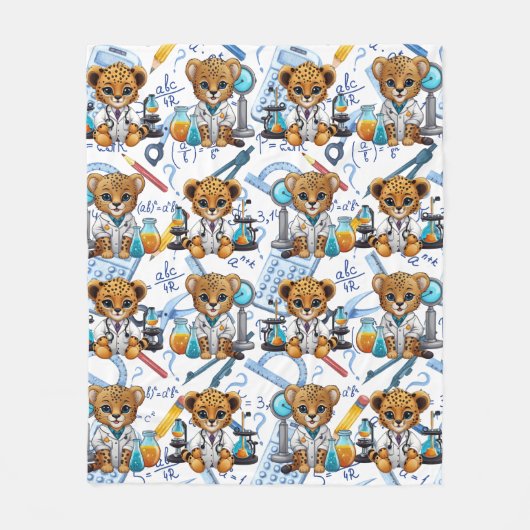 Cheetah Scientist Experiment Patroon Fleece Deken (Voorkant)