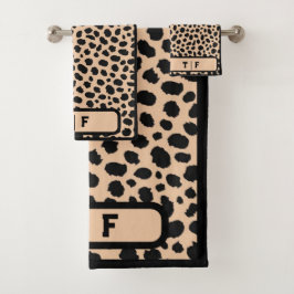 Cheetah Skin Print Initiaal Monogram | Bad Handdoek