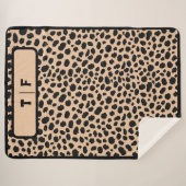 Cheetah Skin Print Initiaal Monogram | Sherpa Deken (Voorkant (horizontaal))
