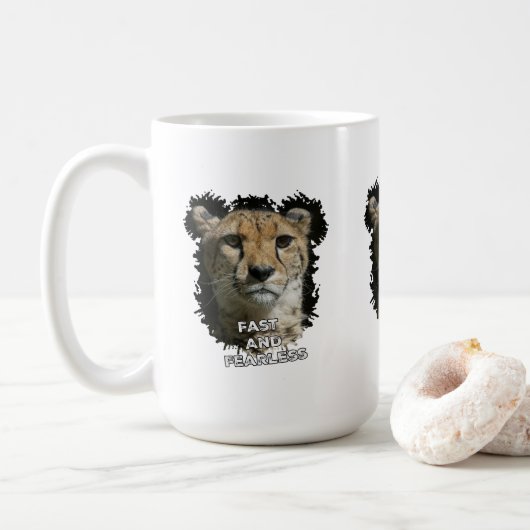 Cheetah snel en zonder angst koffiemok (Met donut)