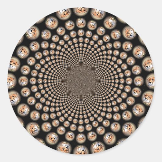 Cheetah Spin Spectacle – Feline Frenzy: Kleurrijk Ronde Sticker (Voorkant)
