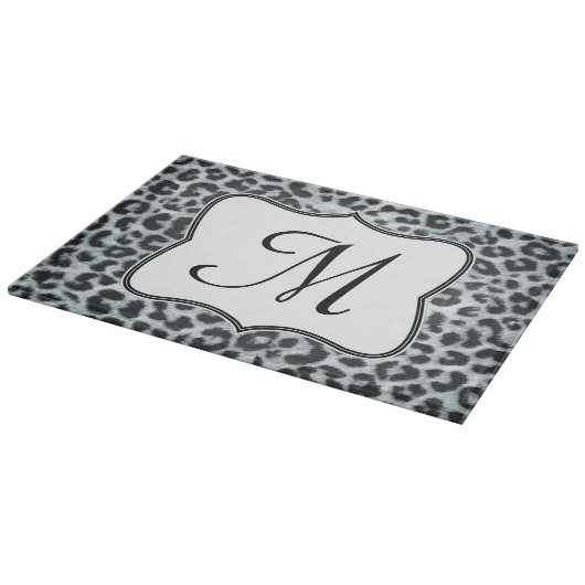 Cheetah Spot Animal Monogram Glassnijplank Snijplank (Hoek)