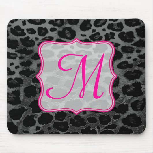 Cheetah Spot Animal Monogram Initiaal Muismat (Voorkant)